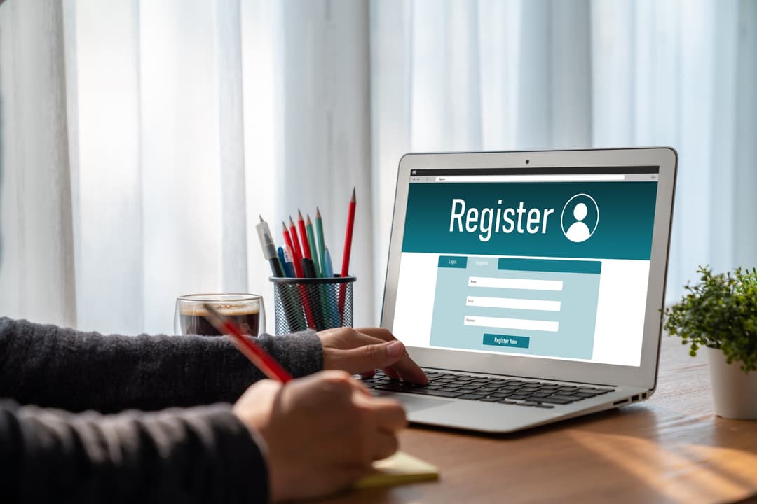 Person signing up on mobile app